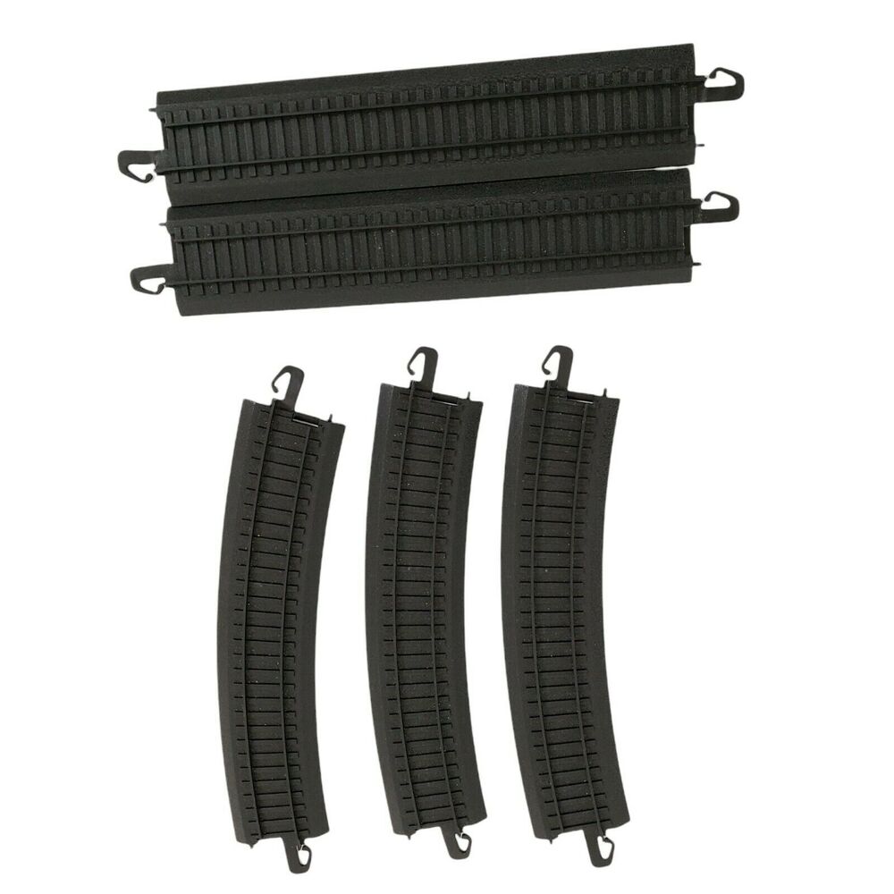 Lot of (5) Bachmann Railroad Train Black Plastic #2 Tracks Curved Straight K